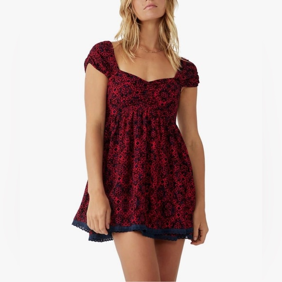 🌻🆕FREE PEOPLE Tabitha Mini Dress-Black Combo - Picture 5 of 16